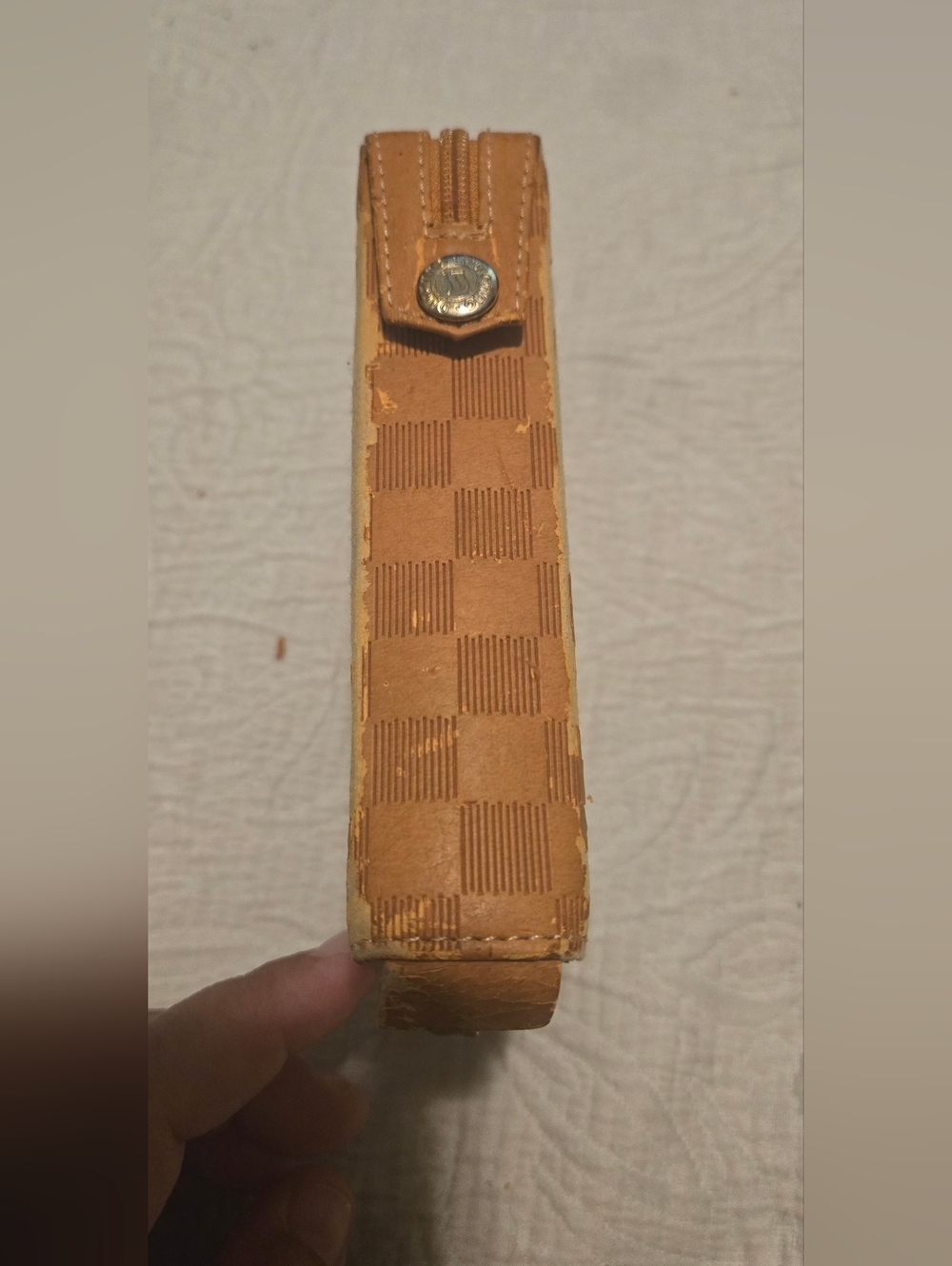 Vintage Duranno Vision Korean Study Bible Zip Wallet - Tan Checkerboard - Picture 4 of 10